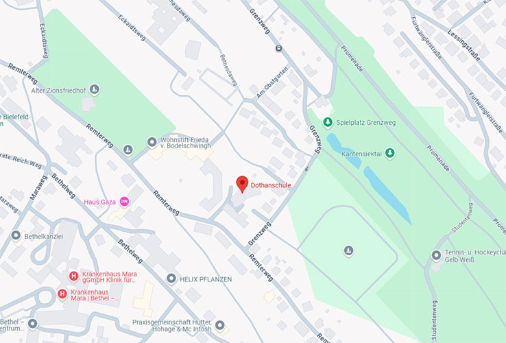 Google Maps Karte zeigt die Dothanschule in Bethel